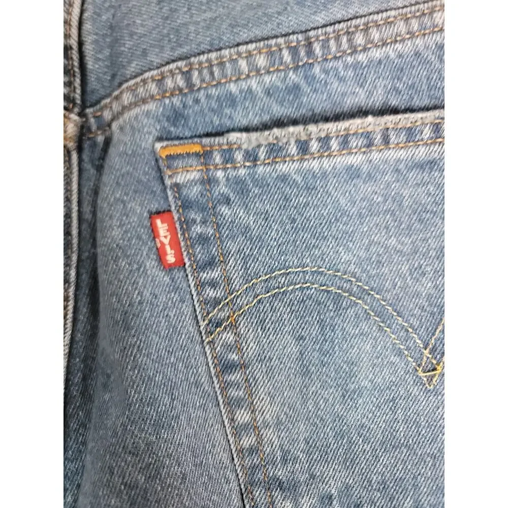 Levis Premium 501 Denim Shorts SZ 32 High Rise Button Fly Distressed Big E NEW